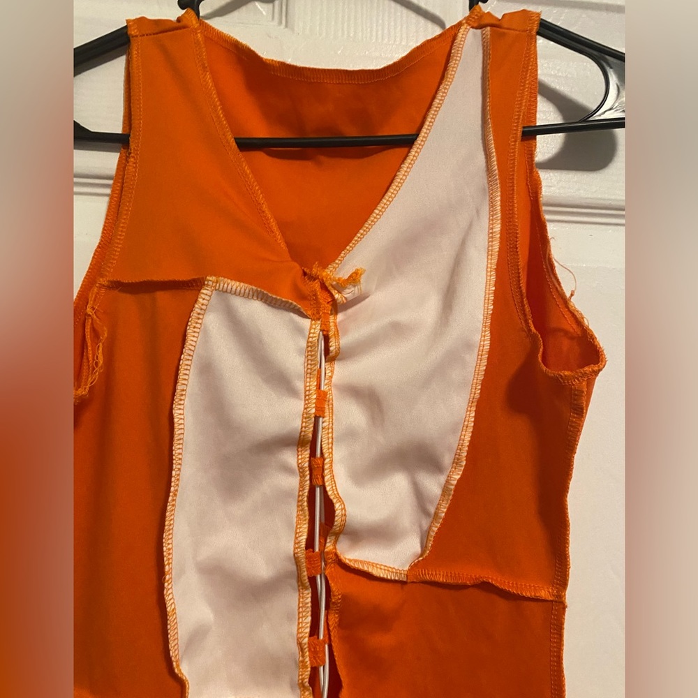 Orange and white cutout dress